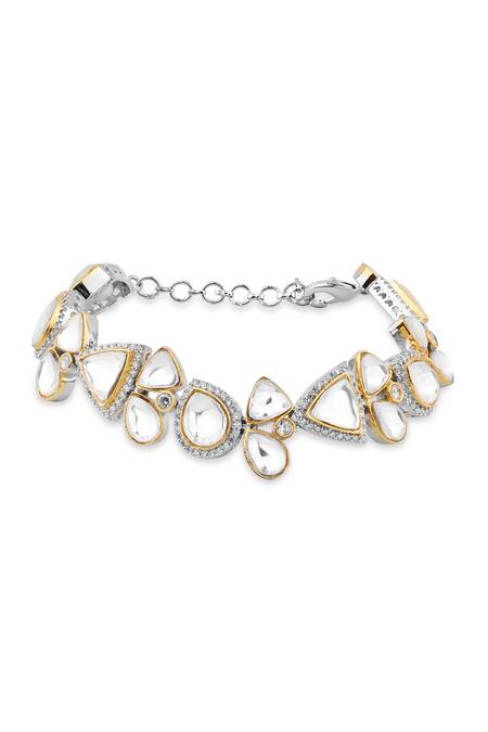 The Jewel Factor_Gold Plated Crystals Enchanting Embellished Bracelet - Single Pc_at_Aza_Fashions