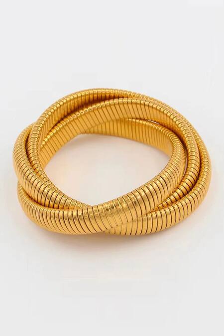 Shop The Jewel Factor Gold Plated Cut Work Greek Goddess Bangle at Aza Fashions Shop_The Jewel Factor_Gold Plated Cut Work Greek Goddess Bangle_at_Aza_Fashions