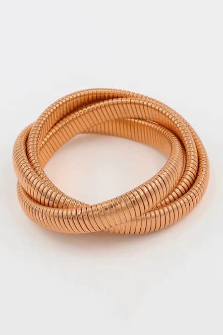 THE JEWEL FACTOR Rose Gold Carved Greek Goddess Layered Bangle 