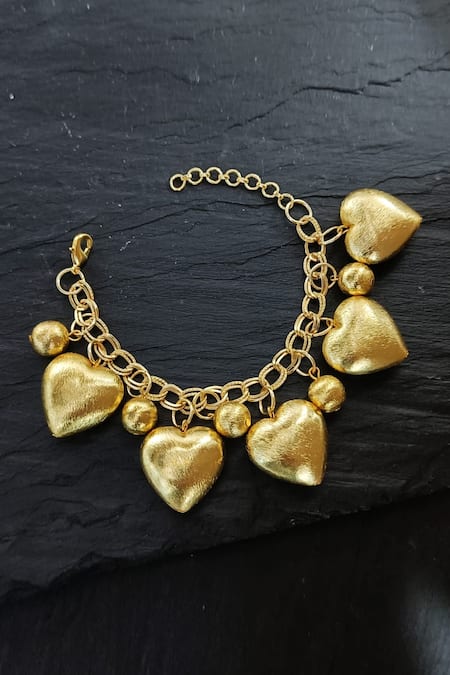 The Jewel Factor Gold Plated Charms Love Bracelet 