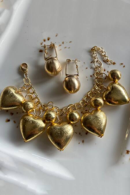 Shop_The Jewel Factor_Gold Plated Love Charms Bracelet_at_Aza_Fashions