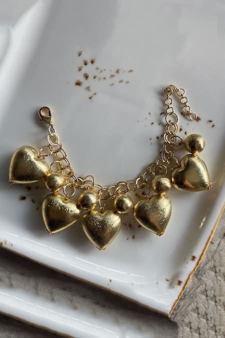 The Jewel Factor_Gold Plated Love Charms Bracelet_Online_at_Aza_Fashions