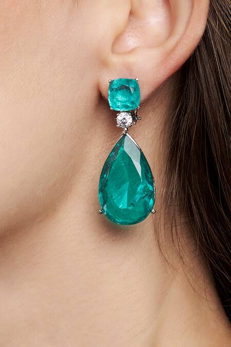 The Jewel Factor_Blue Crystals Ocean Droplet Earrings_Online_at_Aza_Fashions