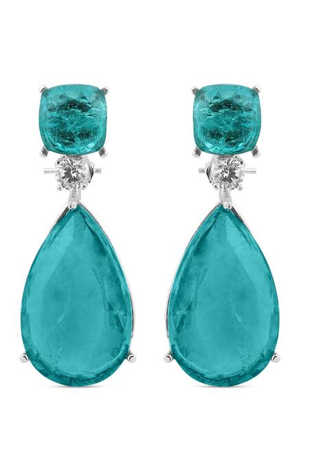 Buy_The Jewel Factor_Blue Crystals Ocean Droplet Earrings_Online_at_Aza_Fashions