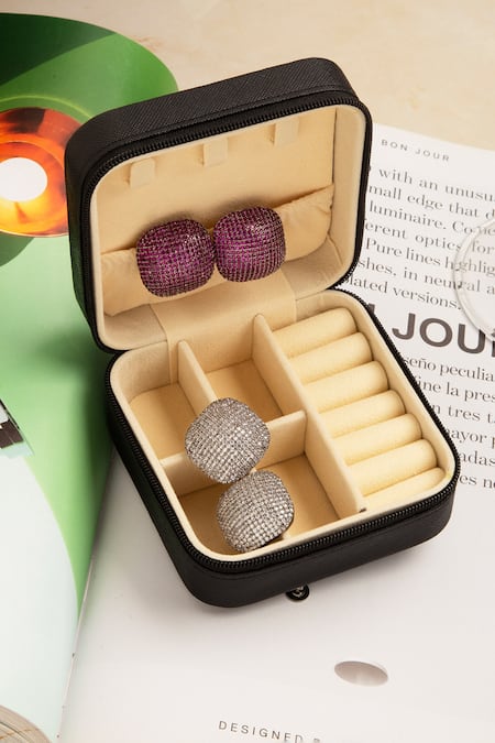 The Jewel Factor_Pink Crystals Allure Embellished Studs_Online_at_Aza_Fashions