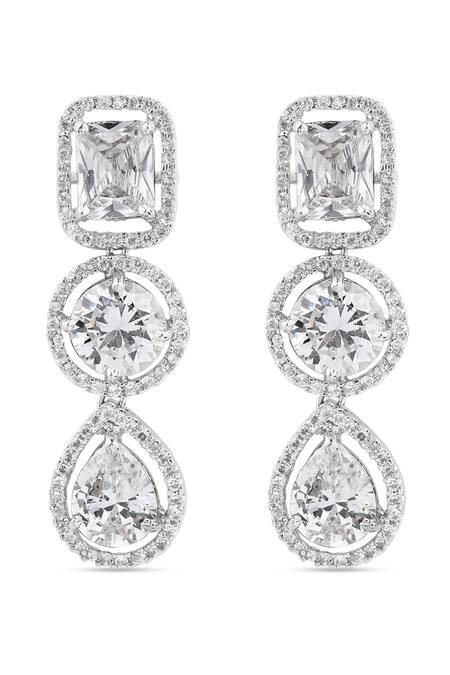 The Jewel Factor_Silver Plated Crystals Symphony Earrings_at_Aza_Fashions