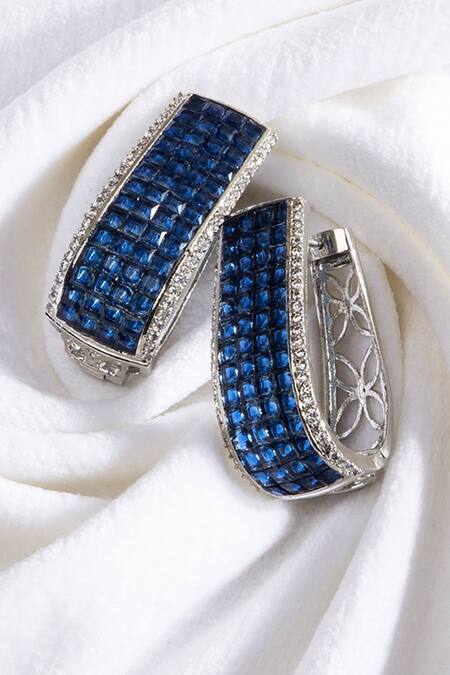 Shop The Jewel Factor Blue Crystals Azure Hoop Earrings at Aza Fashions Shop_The Jewel Factor_Blue Crystals Azure Hoop Earrings_at_Aza_Fashions
