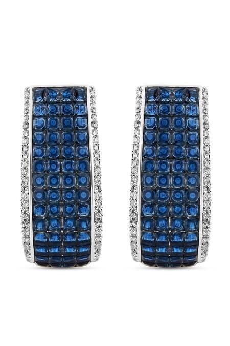 Buy The Jewel Factor Blue Crystals Azure Hoop Earrings Online at Aza Fashions Buy_The Jewel Factor_Blue Crystals Azure Hoop Earrings_Online_at_Aza_Fashions