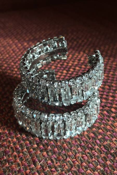 Buy_The Jewel Factor_Silver Plated Crystals Natasha Hoops_Online_at_Aza_Fashions