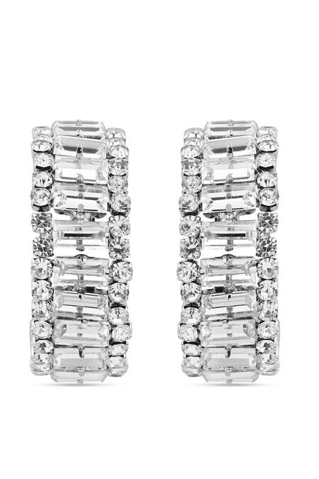 Shop_The Jewel Factor_Silver Plated Crystals Natasha Hoops_Online_at_Aza_Fashions