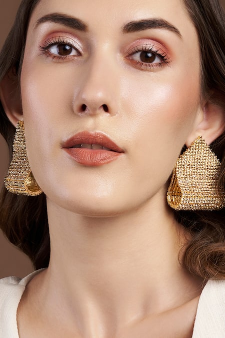 The Jewel Factor_Gold Plated Crystals Eiffel Embellished Earrings_Online_at_Aza_Fashions