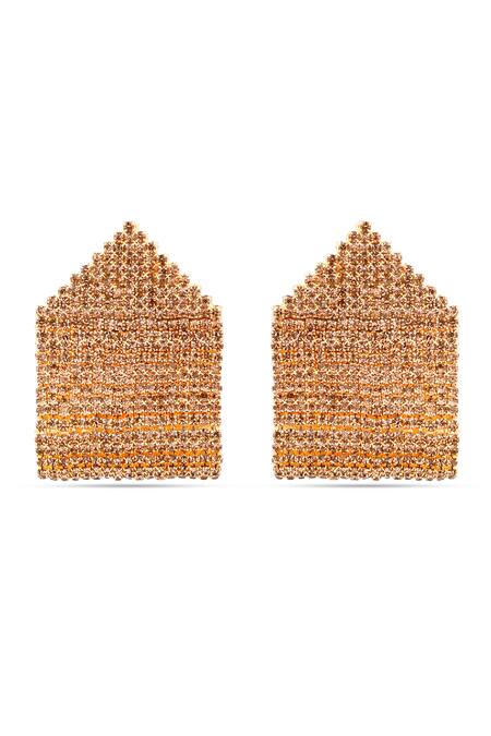 Buy_The Jewel Factor_Gold Plated Crystals Eiffel Embellished Earrings_Online_at_Aza_Fashions