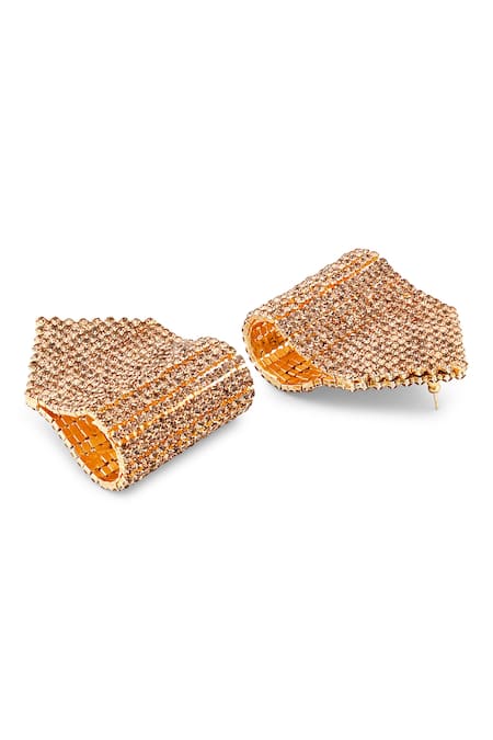 Shop_The Jewel Factor_Gold Plated Crystals Eiffel Embellished Earrings_Online_at_Aza_Fashions