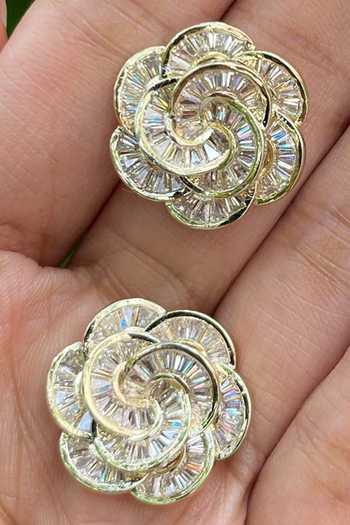 The Jewel Factor_Gold Plated Crystals Artista Flower Embellished Studs_Online_at_Aza_Fashions