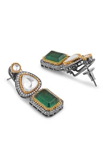 The Jewel Factor Green Stones The Royal Heritage Necklace And Earrings Set at Aza Fashions The Jewel Factor_Green Stones The Royal Heritage Necklace And Earrings Set_at_Aza_Fashions
