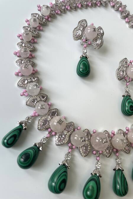 Studio6 Jewels_Multi Color Stones, Beads Embellished Pendant Necklace Set _Online_at_Aza_Fashions