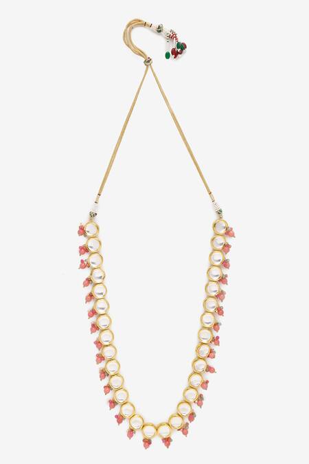 Ruby Raang Gold Plated Hand Embellished Long Necklace Online at Aza Fashions Ruby Raang_Gold Plated Hand Embellished Long Necklace _Online_at_Aza_Fashions