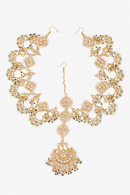 Buy Ruby Raang Gold Plated Hand Embellished Maharani Mathapatti Online at Aza Fashions Buy_Ruby Raang_Gold Plated Hand Embellished Maharani Mathapatti _Online_at_Aza_Fashions