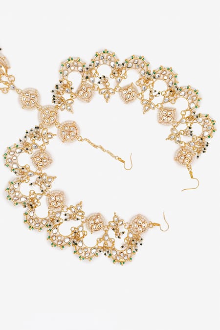 Ruby Raang Gold Plated Hand Embellished Maharani Mathapatti at Aza Fashions Ruby Raang_Gold Plated Hand Embellished Maharani Mathapatti _at_Aza_Fashions