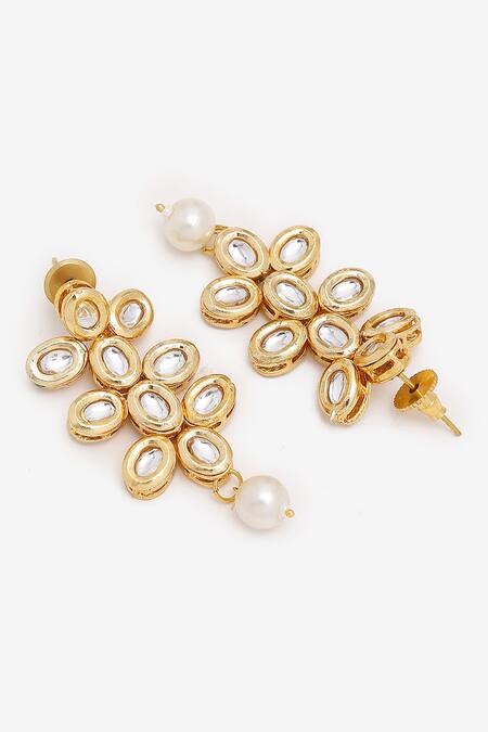 Shop Ruby Raang Gold Plated Pearls, Diamonds Hand Embellished Choker Necklace Set Online at Aza Fashions Shop_Ruby Raang_Gold Plated Pearls, Diamonds Hand Embellished Choker Necklace Set _Online_at_Aza_Fashions