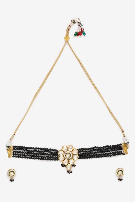 Buy Ruby Raang Black Beads Hand Embellished Choker Necklace Set Online at Aza Fashions Buy_Ruby Raang_Black Beads Hand Embellished Choker Necklace Set _Online_at_Aza_Fashions
