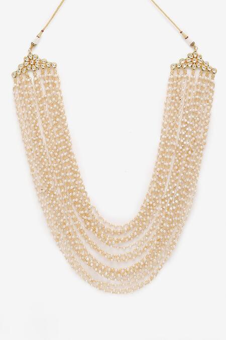 Ruby Raang Gold Plated Hand Embellished Layered Long Necklace Online at Aza Fashions Ruby Raang_Gold Plated Hand Embellished Layered Long Necklace _Online_at_Aza_Fashions