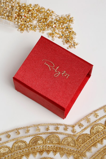 Buy Ruby Raang Gold Plated Pearls, Beads Hand Embellished Long Pendant Necklace Set Buy_Ruby Raang_Gold Plated Pearls, Beads Hand Embellished Long Pendant Necklace Set