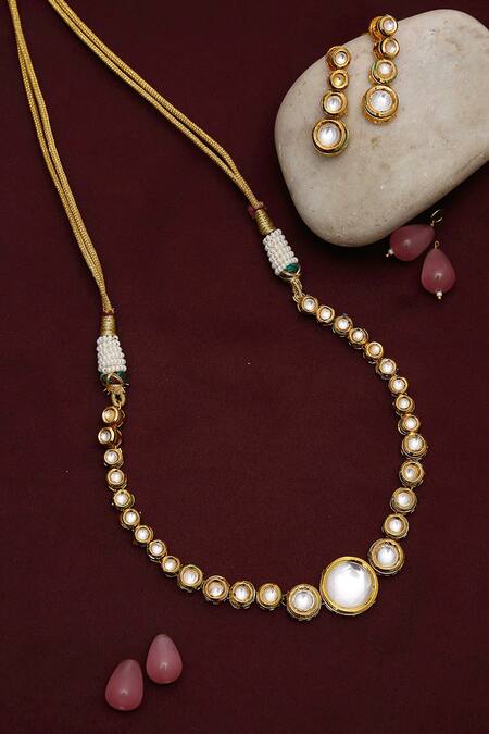 Buy_Ruby Raang_Gold Plated Diamonds, Stones Kundans Hand Embellished Choker Necklace Set _Online_at_Aza_Fashions