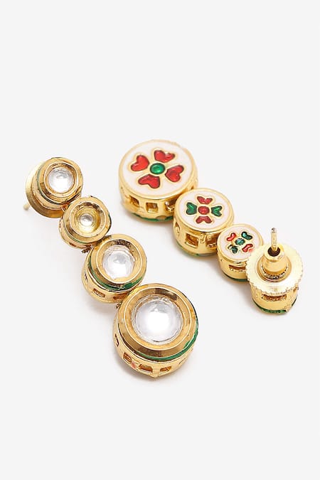 Buy_Ruby Raang_Gold Plated Diamonds, Stones Kundans Hand Embellished Choker Necklace Set 