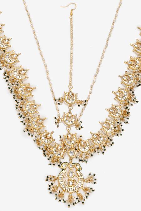 Buy Ruby Raang Gold Plated Kundan Hand Embellished Maharani Mathapatti Online at Aza Fashions Buy_Ruby Raang_Gold Plated Kundan Hand Embellished Maharani Mathapatti _Online_at_Aza_Fashions