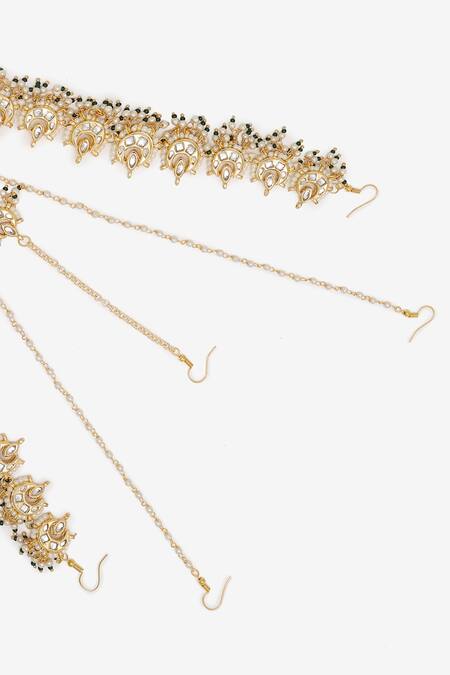 Shop Ruby Raang Gold Plated Kundan Hand Embellished Maharani Mathapatti Online at Aza Fashions Shop_Ruby Raang_Gold Plated Kundan Hand Embellished Maharani Mathapatti _Online_at_Aza_Fashions