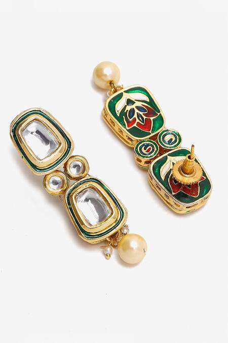 Ruby Raang_Gold Plated Diamonds, Stones Kundan Hand Work Choker Necklace Set _Online_at_Aza_Fashions