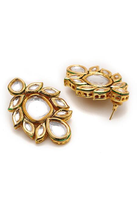 Buy Ruby Raang Gold Plated Diamonds, Stones Kundan Cluster Necklace Set Online at Aza Fashions Buy_Ruby Raang_Gold Plated Diamonds, Stones Kundan Cluster Necklace Set _Online_at_Aza_Fashions