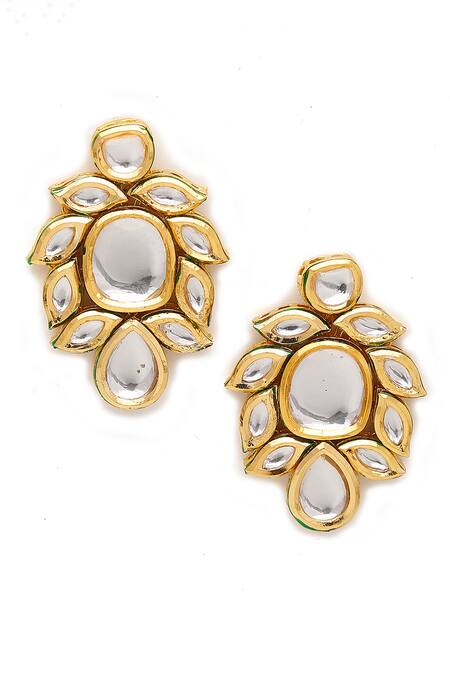 Shop Ruby Raang Gold Plated Diamonds, Stones Kundan Cluster Necklace Set Online at Aza Fashions Shop_Ruby Raang_Gold Plated Diamonds, Stones Kundan Cluster Necklace Set _Online_at_Aza_Fashions