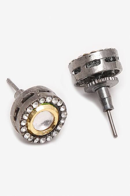 Buy_Ruby Raang_Gold Plated Pearls, Diamonds Floral Kundan Choker Set_Online_at_Aza_Fashions