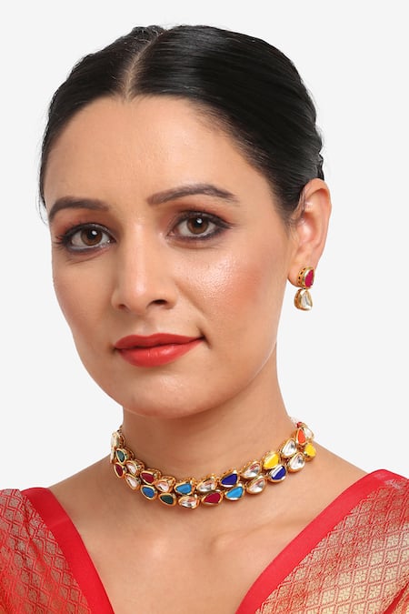 Ruby Raang Kundan Stone Studded Choker Set 