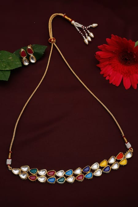 Ruby Raang Kundan Stone Studded Choker Set 