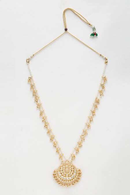 Ruby Raang Gold Plated Kundan Embellished Long Pendant Necklace Online at Aza Fashions Ruby Raang_Gold Plated Kundan Embellished Long Pendant Necklace _Online_at_Aza_Fashions