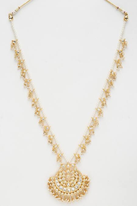 Buy Ruby Raang Gold Plated Kundan Embellished Long Pendant Necklace Online at Aza Fashions Buy_Ruby Raang_Gold Plated Kundan Embellished Long Pendant Necklace _Online_at_Aza_Fashions