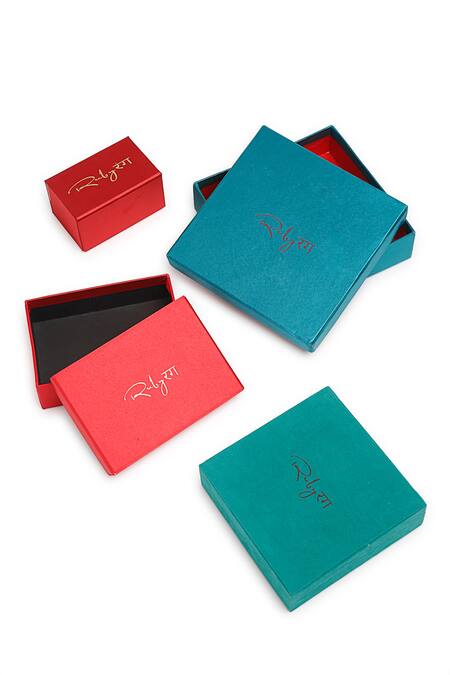 Ruby Raang Red Stones Geometric Embellished Kundan Necklace Set at Aza Fashions Ruby Raang_Red Stones Geometric Embellished Kundan Necklace Set _at_Aza_Fashions