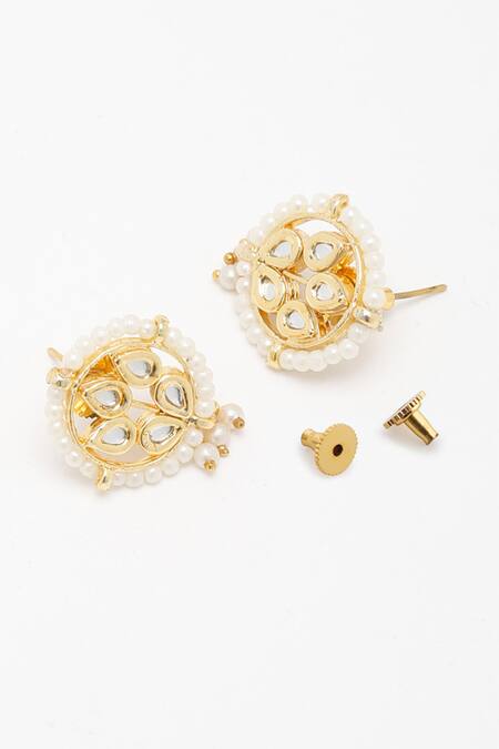 Shop Ruby Raang Gold Plated Beads, Diamonds Kundan Chaand Pendant Long Necklace Set Online at Aza Fashions Shop_Ruby Raang_Gold Plated Beads, Diamonds Kundan Chaand Pendant Long Necklace Set _Online_at_Aza_Fashions