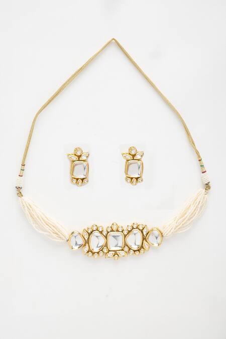 Buy Ruby Raang Gold Plated Beads Kundan Studded Choker Set Online at Aza Fashions Buy_Ruby Raang_Gold Plated Beads Kundan Studded Choker Set _Online_at_Aza_Fashions
