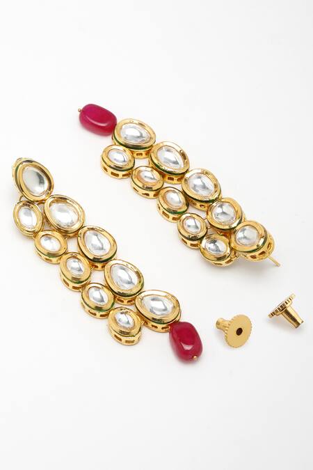 Shop Ruby Raang Maroon Beads, Stones, Diamonds Long Kundan Layered Necklace Set Online at Aza Fashions Shop_Ruby Raang_Maroon Beads, Stones, Diamonds Long Kundan Layered Necklace Set _Online_at_Aza_Fashions