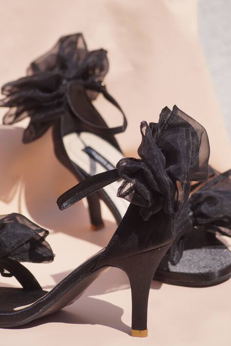 Shradha Hedau Footwear Couture_Black Bows Embellished Heels _Online_at_Aza_Fashions