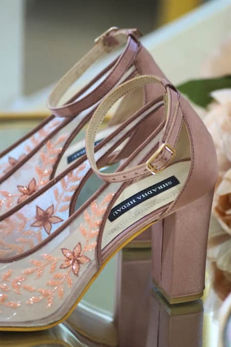 Shradha Hedau Footwear Couture_Purple Cutdana Lia Floral Embellished Heels _Online_at_Aza_Fashions