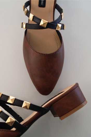 Shradha Hedau Footwear Couture Brown Studs Metallic Studded Mule Heels Online at Aza Fashions Shradha Hedau Footwear Couture_Brown Studs Metallic Studded Mule Heels _Online_at_Aza_Fashions