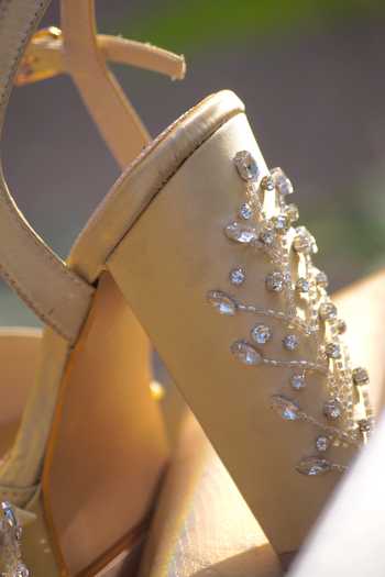 Buy_Shradha Hedau Footwear Couture_Gold Crystals, Stones Evelyn And Embellished Block Heels _Online_at_Aza_Fashions