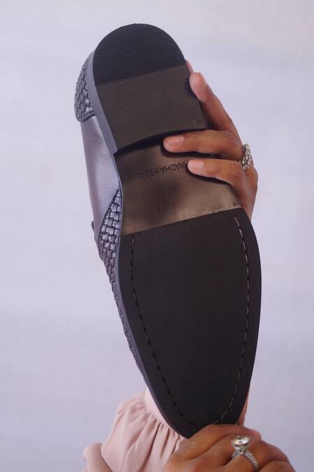 Shop_Shradha Hedau Footwear Couture_Brown Textured Basket Weave Moccasins 