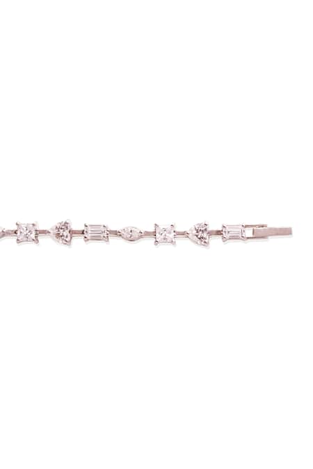 Prata White Crystals Finis Zirconia Stone Tennis Bracelet Online at Aza Fashions Prata_White Crystals Finis Zirconia Stone Tennis Bracelet _Online_at_Aza_Fashions