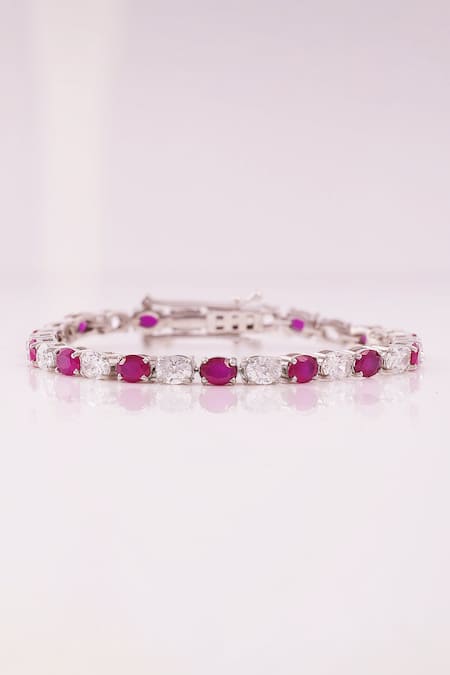 Prata Alea Ruby Stone Tennis Bracelet 
